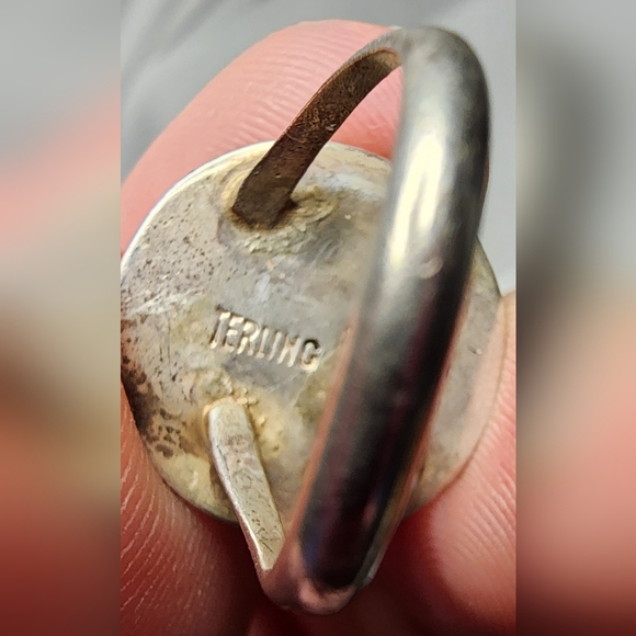 Vintage Navajo Turquoise Sterling Silver Ring, Size 5 1/4, Signed - Picture 9 of 11